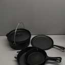 MegaChef Assorted Pre-Seasoned OVEN SAFE, Cast Iron Cookware Set, 5 Piece, Black
