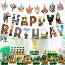 Safari Animals Party Decorations Jungle Birthday Party Decor Supplies Includes Happy Birthday Banner Animals Hanging Swirls Zoo Animals Honeycomb Centerpiece Fox Birthday Party Supplies