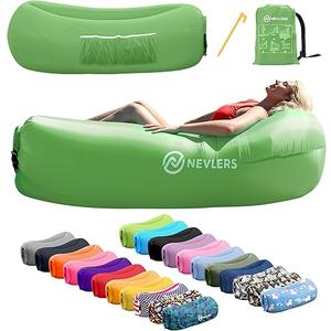 Nevlers Inflatable Lounger | 210T Polyester Inflatable Chair | No-Pump Blow Up Couch | Camping Couch Air Sofa Bed w/ 450 lbs. Cap., Pockets & Matching Bag | Use as Inflatable Couch for Adults & Kids (Purple)