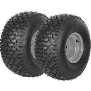 AR-PRO 20x8.00-8 Rear Tire and Wheel Assemblies for Riding Lawn Mowers - 3/4" Borehole, 3.5" Offset Hub and 3/16" Keyway, 4 Ply Tubeless, 965lbs Capacity (Set of 2) (Silver)