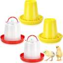 Pickmesh 4 pcs Chick Feeder and Waterer Set 1.5kg Feeder and 0.4 Gal Waterer for Chicks Ducks and Quail, Brooder Starter Kit and Chicken Coop Accessories