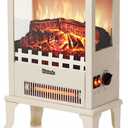19" 1500W Infrared Electric Fireplace Stove, 3-Sided View, Realistic Flame, Overheat Protection, CSA Certified - for Small Spaces (Ivory)