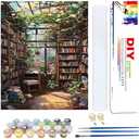 Yunruily Bookshelf Paint by Number Adults-Paint by Number Canvas for Adult Book,Canvas Painting by Numbers for Adults for Gifts and Home Wall Decor 16x20inch(with Gifts Box)