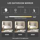 36x28 inch LED Lighted Bathroom Mirror with Anti-Fog, Wall Mounted Vanity Mirror with Smart Touch Button, Memory Function, Adjustable Warm White/Natural/Daylight Lights(Horizontal/Vertical)