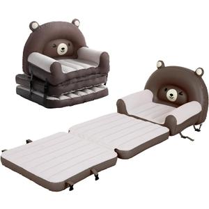 RAPTAVIS Kids Air Sofa Bed Inflatable Mattress, Toddler Flocked Couch Bed with Armrest