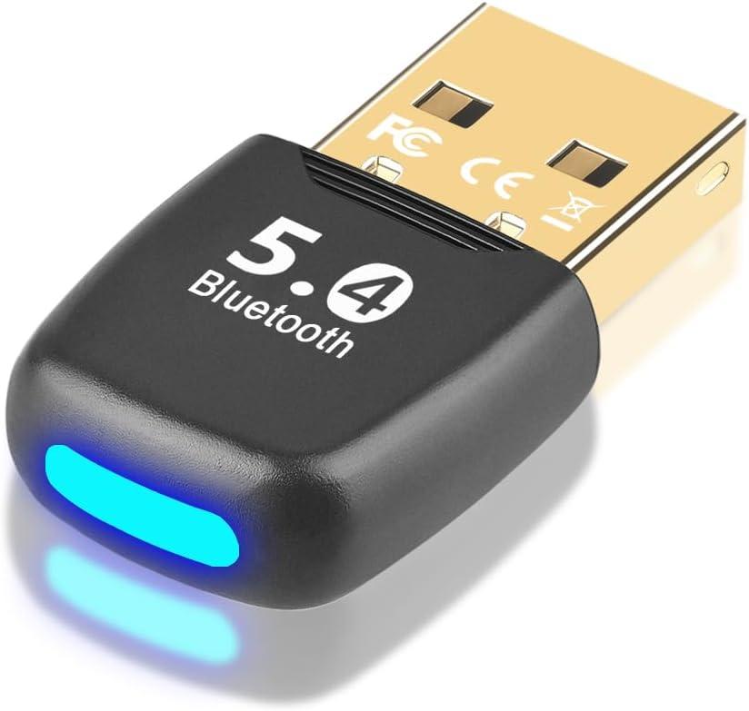 Bluetooth Adapter, Universal USB ReceiverBluetooth Adapter for PC, Bluetooth 5.4 Dongle Receiver, Plug and Play, EDR & BLE, Supports Windows 11/10/8.1/7 for Desktop, Laptop