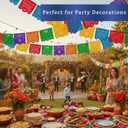 Mexican Party Banners (2 Pack with 10 Plastic Flags per Banner) - Papel Picado Mexicano para Fiesta - Plastic Papel Picado - Fiesta Themed Party Decorations - Mexican Decor
