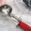 New Star Foodservice 34868 Commercial-Grade Thumb Press Food Disher/Ice Cream Scoop, 18/8 Stainless Steel, 1.75 oz, Size 24, Red