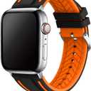 2 x Compatible with Apple Watch Bands 49mm-42mm Silicone Divers Model Replacement Rubber Sport Watch Strap for iWatch Series 10/9/8/7/6/5/4/3 Ultra 2 SE Bicolor for Men and Women (Orange)