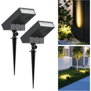SOTTLOT Solar Landscape Lights Outdoor, 3000K Dimmable Solar Pathway Lights, 500LM Solars Spot Light IP65 Waterproof for Walkway Lawn Yard, 2pcs