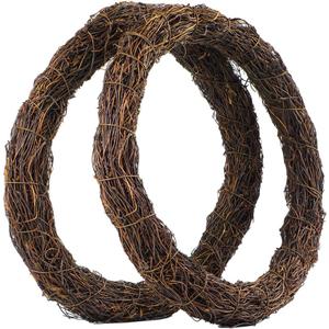 Natural Grapevine Wreath for Crafts - 14 Inch Round Rattan Twig Wreath Base - DIY Wreaths Making Supplies for Decor - 2 Pack