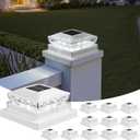 Solar Post Cap Lights, 6500K Cool White IP65 Waterproof Solar Powered Fence Light for 4x4 Wood Post & 5x5 Vinyl Fence, Deck Patio Garden Yard Outdoor Landscape Lighting, ABS Material, 12 Packs