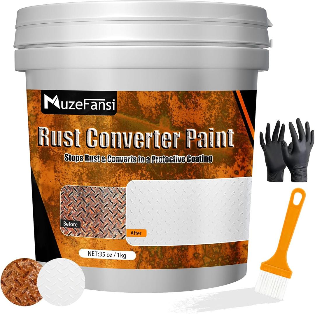 Rust Converter Paint White 35oz – Rust Proof Paint, Rust Inhibitor, Anti Rust Coating, Rust Converter & Metal Primer, Car Rust Treatment, Rust Remover for Boats, Cars & DIY