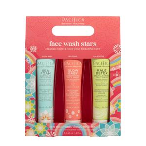 Pacifica Face Wash Set - Preppy Skincare Gift Set Value Kit for Holidays | Brightens, Tones and Deep Cleans |Glow Baby, Kale Detox and Sea Foam | 3 Pack (1 Ounce (Pack of 1))