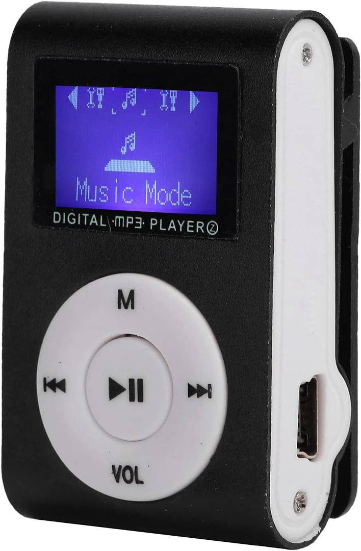 Mini Portable MP3 Player with BackClip LCD Screen Mini MP3 Music Player Portable Digital Music Media Player Support Memory Card for Running & Sports(Black)
