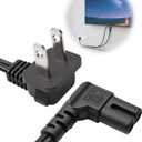 6 Feet TV Power Cord Compatible with Samsung TV, 90 Degree Angle 18AWG 2 Prong to L Shape C7 Power Cord Charger Cable for LG/TCL Samsung 24" 32" 40" 43" 48" 49" 50" 55" 60" 65" 75" UN40 UN43 UN48