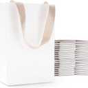 White Gift Bags with Handles, 20Pcs 5.25"x3.75"x8" White Paper Gift Bags with Ribbon Handles Bulk, Small Kraft Paper Bag for Party, Goodie