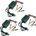 3Pc 12V Battery Charger and Maintainer with Short Circuit Protection and Smart 3 Stage Charging,Trickle Charger for Motorcycle,ATVs,Car,Truck,SUV,RV Mowers and Deep Cycle Batteries (3)
