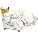 RONSHIN Dish Drying Rack For Kitchen Counter, Dish Rack With Automatic Drainage System, Rustproof Dish Drainer Tray With Detachable Utensil Holder