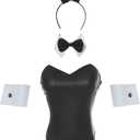 CR ROLECOS Bunny Costume Women Bunny Suit Cosplay Lingerie Adult Halloween Costumes (Black, XXL)