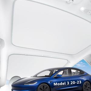 2025 Upgrade Tesla Model 3 Sunshade Roof 3-Gen Heat Insulation Glass Roof Sun Shade, Accessories for Tesla Model 3 2020~2023, Tesla Interior Gray