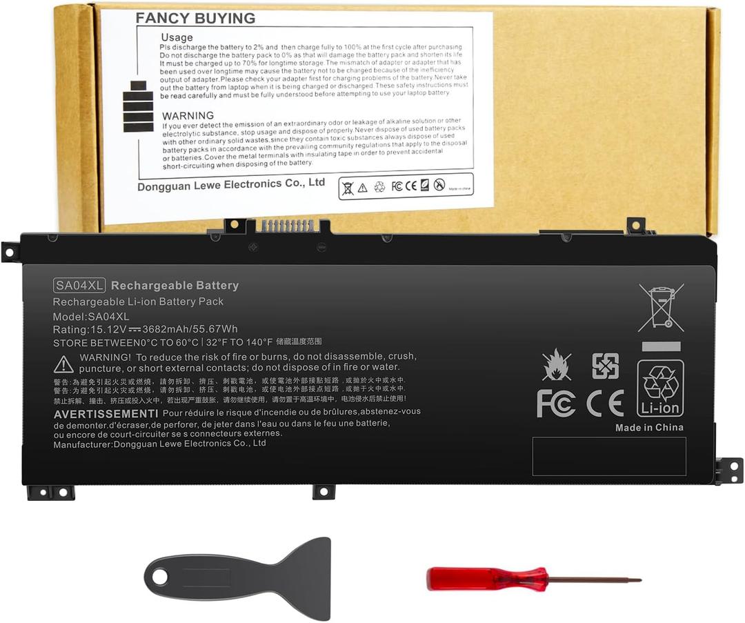 SA04XL SAO4XL Battery for HP Envy X360 15m-ds0011dx 15m-dr0012dx 15m-dr0011dx 15m-ds0xxx 15m-dr0xxx 15t-dr100 15m-dr1xxx 17t-cg100 17-cg100 15M-DR 15M-DS SA04055XL L43267-005 L43248-AC2 HSTNN-OB1F