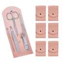 6 Sets Pack Travel Manicure Set Professional Nail Clipper Kit-5 Pieces Stainless Steel Manicure Kit, Women Men Grooming kit With Nail Care Tools Beauty Scissors Tweezers (Silver Pink)