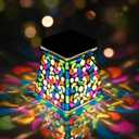 SAVENNA Mosaic Solar Lantern,Handcrafted Glass Outdoor Hanging or Table Lantern,600mAh Long Lasting Garden Light for Patio, Yard & Festive Dcor Pinwheel Pattern