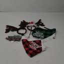 6 Pieces Christmas Dog Bandana Bow Tie with Reindeer Headband Costume Xmas Buffalo Plaid Pet Triangle Scarf Bib Adjustable Bowtie Collar for Dogs Cats Pets Christmas Decoration (Red, Green,Cute Style)