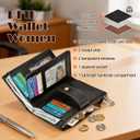 Womens Wallet Small Leather RFID Blocking Tri-Fold Large Capacity Compact Card Holder With Zipper Coin Pocket 2 ID Window (Brown)
