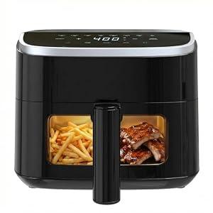 Sweetcrispy Air Fryer 4 Quart with Window, 1500W Digital Airfryer with 8 Presets, 60-Min Timer, Max 400°F, Auto Shut Off & Nonstick Dishwasher Safe Basket, Shake Reminder for Small Kitchen