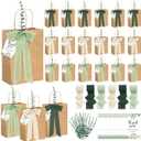 Motipuns 50 Sets Wedding Bags for Guests Bulk Sage Green Wedding Welcome Gift Bags Stuffers with Faux Eucalyptus Stems Chiffon Ribbon Thank You Cards for Bridal Party Baby Shower