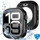 Tensea (2 in 1) for Waterproof Apple Watch Screen Protector Case Series 11/10 42mm Accessories, 360 Front and Back, iWatch PC Face Cover with Tempered Glass for Women Men, 42 mm (Matte Black)