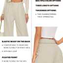 FUNYYZO Wide Leg Pants Women's High Elastic Waisted in The Back Business Work Trousers Long Straight Suit Pants (Large, 006# Off White (Thick))