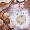 Concha Cutter Mexican Bread Mold With 3 Sizes Pig Cookie Cutter Set,Concha Stamp Two Sided Mold For Pan Dulce Mexicano Cortadora De Pan,Cookie Stamps for Baking Cookies