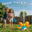 Water Sprinkler for Kids, 3-in-1 Crab Outdoor Toy with Toss Game, Batting Game & Splashing Fun, Attaches to Garden Hose, Summer Backyard Lawn Toy for Boys & Girls Ages 3-8 (Blue Crab)