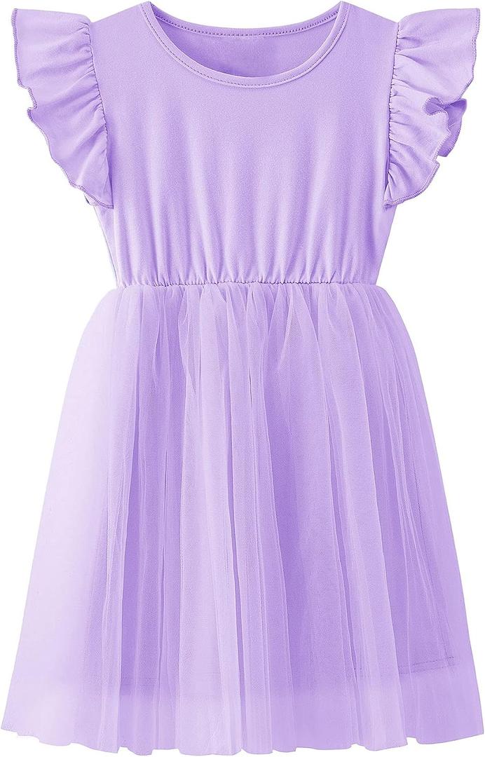 Toddler Baby Girl Tutu Tulle Dress Sleeveless Fluffy Cute Party Sundress (Purple)
