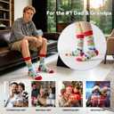 BISOUSOX Funny Socks for Men, Crazy Novelty Mens Dress Socks, Silly Funky Birthday & Father's Day Socks Size 8-12 (Blue)