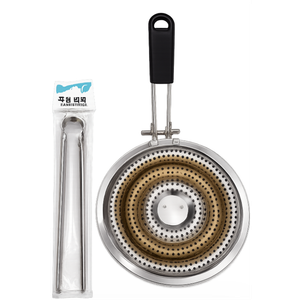Stainless Steel Korean BBQ & Roasting Plate with Handle, Stainless Steel Grill Tongs.