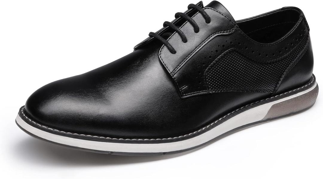 Bruno Marc Men's Casual Dress Sneaker Shoes, Business Formal Derby Plain Toe Oxfords Crossflex GentEdge (14 Wide, Black)