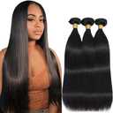 22 24 26 Inch Natural Black Color Straight Human Hair Bundles Peruvian Unprocessed Virgin Hair 3 Bundles Color #1B Straight Bundle