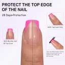 Pink French Tip Press On Nails, OPkssnails 150pcs Deep French Press ON Nails Long Square, Pre-lasting Soft Gel Nails, Soak Off Acrylic False Nails for Nail Art DIY Extension 15 Size