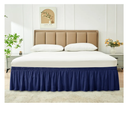Biscaynebay Wrap Around Bed Skirts for Queen Beds 15" Drop, Navy Adjustable Elastic Dust Ruffles Easy Fit Wrinkle & Fade Resistant Silky Luxurious Fabric Machine Washable