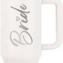 Bride To Be Gifts: Bridal Shower & Bachelorette Stainless Steel 40 oz Tumbler Cup with Handle, Lids & Straws