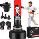 Punching Bag for Kids Set 65" Large Three-Tier Design Stable, Inflatable Boxing Bag Set Toy with Boxing Gloves and Electric Air Pump, Kid Standing Bag for Boys Girls Age 3-15 Training Karate..