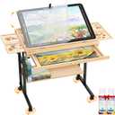 1500-Piece Wooden Puzzle Table with Moving Caster for Family Puzzling, Height Adjustable Puzzle Board with Drawers & Felt Cover for Adults & Kids, Gift for Mom, Parent, and Puzzle Enthusiasts, Medium Size