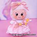 Clothes for Doll  Magical Girl Outfit for 17cm Dolls, Layered Pink & White Satin Dress with Star Bow, Large Ribbon Headpiece & Magic Wand Accessory  Doll Accessories Only