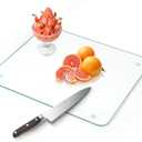 Tempered Glass Cutting Board for Kitchen Counter, Clear Cutting Board for Countertop with Rubber Feet  Heat, Scratch, Shatter Resistant, Dishwasher Safe, Easy to Clean, 12x16"