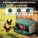Chicken Nesting Boxes, Roll Away Nesting Box for Chickens 3 Compartment, Roll Out Egg Laying Boxes for Hens, Metal Nesting Box with Egg Collection Drawer & Protective Lid, Green