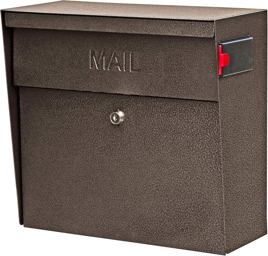 Mail Boss 7164 Metro, Bronze High Capacity Wall Mounted Locking Security Mailbox